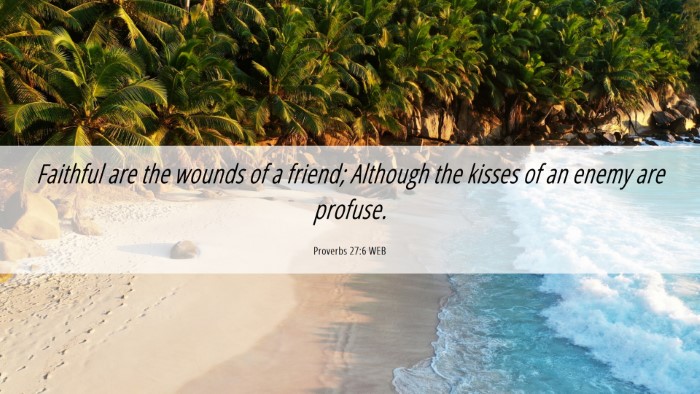 Picture 06 - Proverbs 27:6 WEB Desktop Wallpaper - Faithful are the wounds of a friend; Although the - Desktop Bible Verse Wallpaper