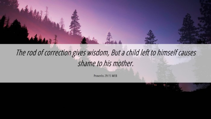 Picture 06 - Proverbs 29:15 WEB Desktop Wallpaper - The rod of correction gives wisdom, But a child - Desktop Bible Verse Wallpaper