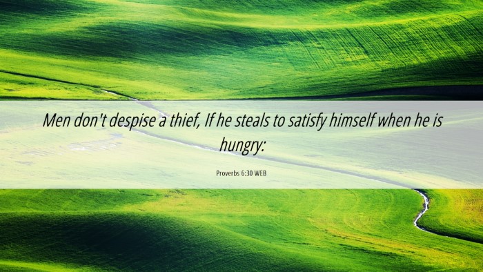 Picture 06 - Proverbs 6:30 WEB Desktop Wallpaper - Men don't despise a thief, If he steals to - Desktop Bible Verse Wallpaper