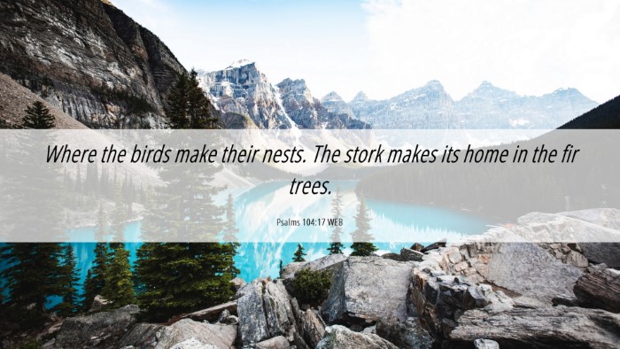 Picture 06 - Psalms 104:17 WEB Desktop Wallpaper - Where the birds make their nests. The stork makes - Desktop Bible Verse Wallpaper