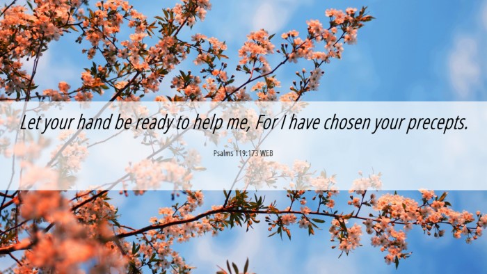 Picture 06 - Psalms 119:173 WEB Desktop Wallpaper - Let your hand be ready to help me, For I have - Desktop Bible Verse Wallpaper