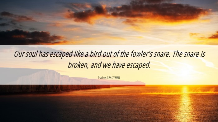 Picture 06 - Psalms 124:7 WEB Desktop Wallpaper - Our soul has escaped like a bird out of the - Desktop Bible Verse Wallpaper