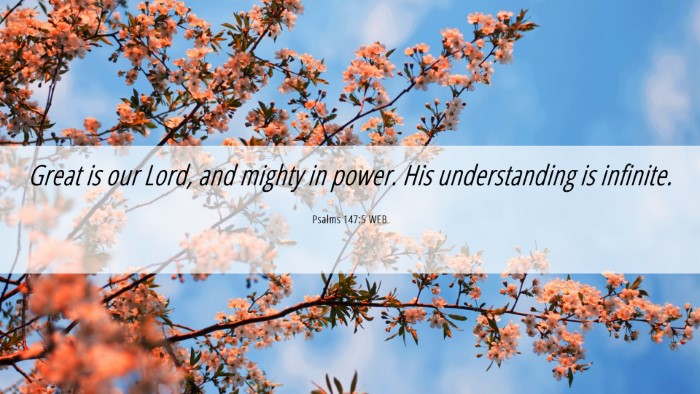 Picture 06 - Psalms 147:5 WEB Desktop Wallpaper - Great is our Lord, and mighty in power. His - Desktop Bible Verse Wallpaper
