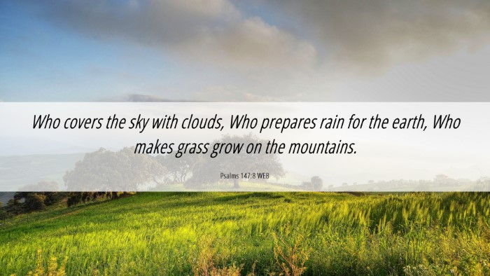 Picture 06 - Psalms 147:8 WEB Desktop Wallpaper - Who covers the sky with clouds, Who prepares rain - Desktop Bible Verse Wallpaper