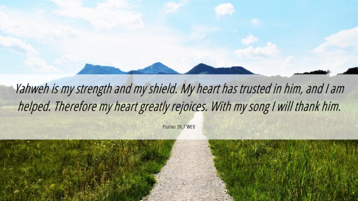 Picture 06 - Psalms 28:7 WEB Desktop Wallpaper - Yahweh is my strength and my shield. My heart has - Desktop Bible Verse Wallpaper