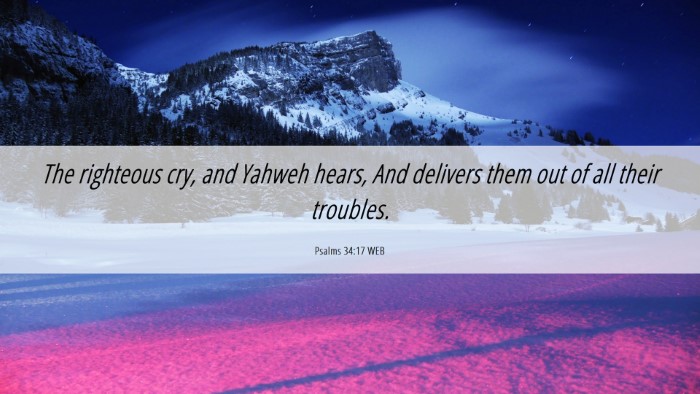 Picture 06 - Psalms 34:17 WEB Desktop Wallpaper - The righteous cry, and Yahweh hears, And delivers - Desktop Bible Verse Wallpaper