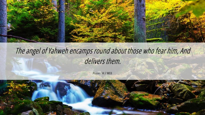 Picture 06 - Psalms 34:7 WEB Desktop Wallpaper - The angel of Yahweh encamps round about those who - Desktop Bible Verse Wallpaper