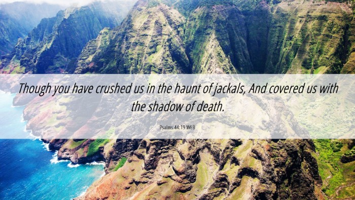 Picture 06 - Psalms 44:19 WEB Desktop Wallpaper - Though you have crushed us in the haunt of - Desktop Bible Verse Wallpaper
