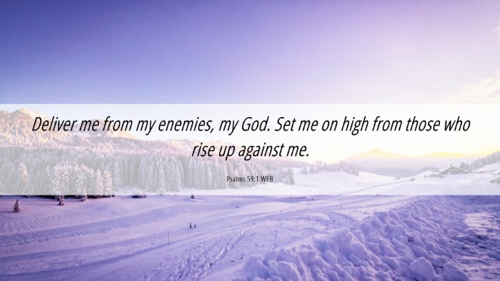 Picture 06 - Psalms 59:1 WEB Desktop Wallpaper - Deliver me from my enemies, my God. Set me on - Desktop Bible Verse Wallpaper