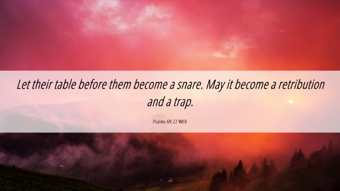 Picture 06 - Psalms 69:22 WEB Desktop Wallpaper - Let their table before them become a snare. May - Desktop Bible Verse Wallpaper