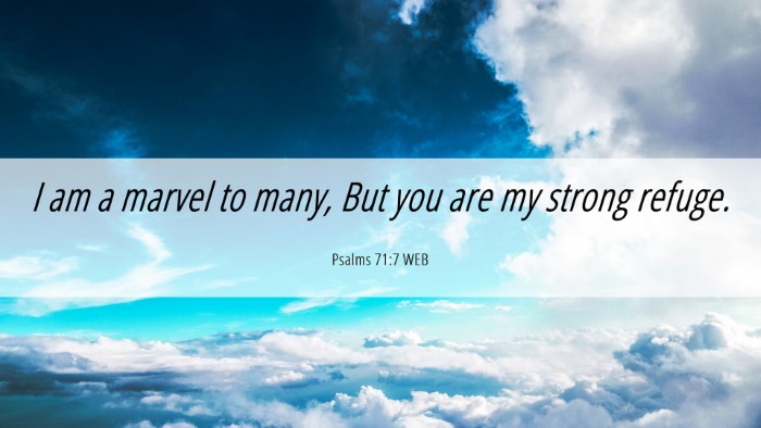 Picture 06 - Psalms 71:7 WEB Desktop Wallpaper - I am a marvel to many, But you are my strong - Desktop Bible Verse Wallpaper