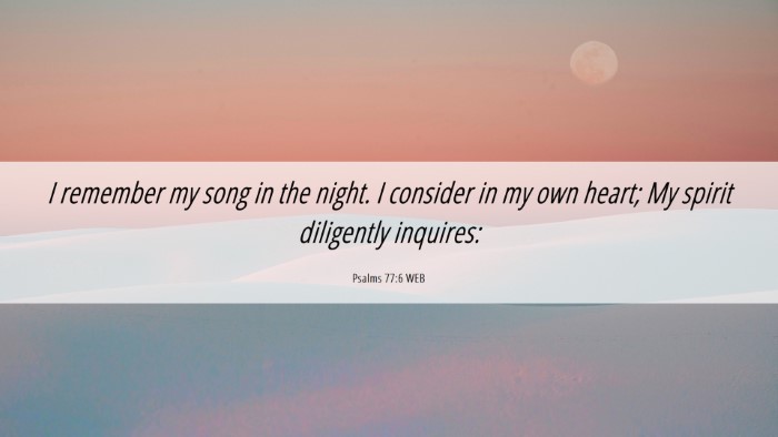 Picture 06 - Psalms 77:6 WEB Desktop Wallpaper - I remember my song in the night. I consider in my - Desktop Bible Verse Wallpaper