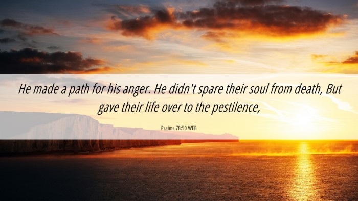 Picture 06 - Psalms 78:50 WEB Desktop Wallpaper - He made a path for his anger. He didn't spare - Desktop Bible Verse Wallpaper