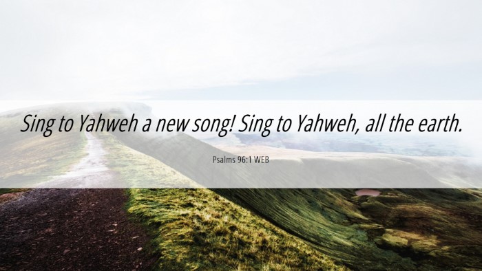 Picture 06 - Psalms 96:1 WEB Desktop Wallpaper - Sing to Yahweh a new song! Sing to Yahweh, all - Desktop Bible Verse Wallpaper