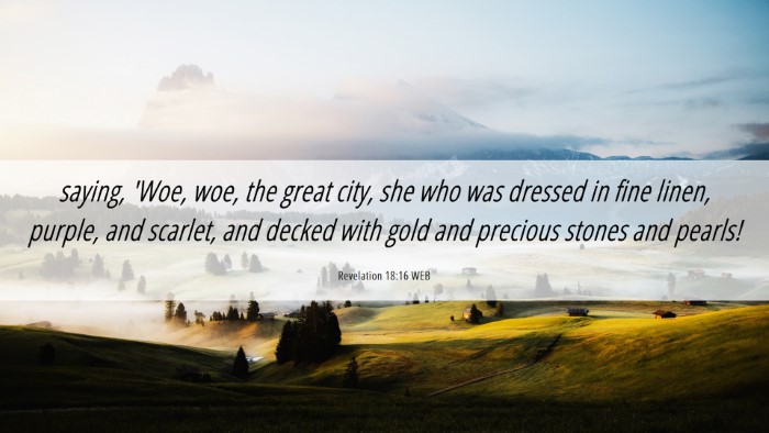 Picture 06 - Revelation 18:16 WEB Desktop Wallpaper - saying, 'Woe, woe, the great city, she who was - Desktop Bible Verse Wallpaper