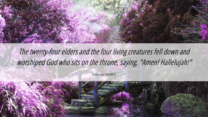 Picture 06 - Revelation 19:4 WEB Desktop Wallpaper - The twenty-four elders and the four living - Desktop Bible Verse Wallpaper