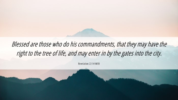 Picture 06 - Revelation 22:14 WEB Desktop Wallpaper - Blessed are those who do his commandments, that - Desktop Bible Verse Wallpaper