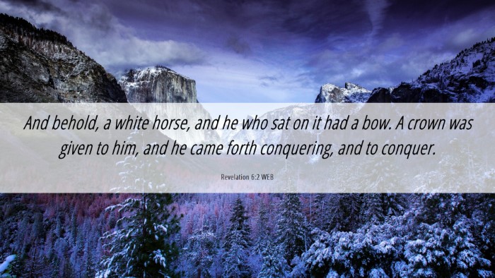 Picture 06 - Revelation 6:2 WEB Desktop Wallpaper - And behold, a white horse, and he who sat on it - Desktop Bible Verse Wallpaper