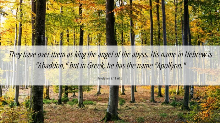 Picture 06 - Revelation 9:11 WEB Desktop Wallpaper - They have over them as king the angel of the - Desktop Bible Verse Wallpaper