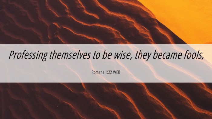 Picture 06 - Romans 1:22 WEB Desktop Wallpaper - Professing themselves to be wise, they became - Desktop Bible Verse Wallpaper