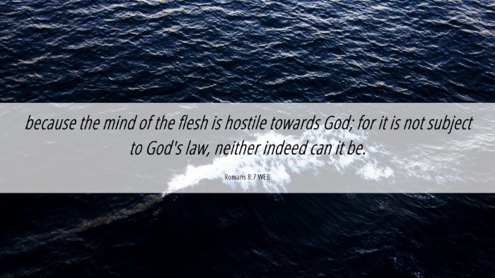 Picture 06 - Romans 8:7 WEB Desktop Wallpaper - because the mind of the flesh is hostile towards - Desktop Bible Verse Wallpaper