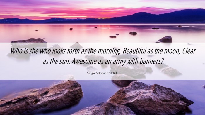 Picture 06 - Song of Solomon 6:10 WEB Desktop Wallpaper - Who is she who looks forth as the morning, - Desktop Bible Verse Wallpaper