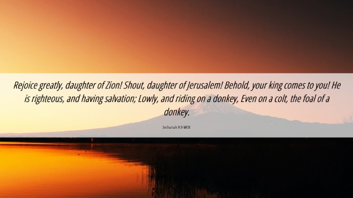 Picture 06 - Zechariah 9:9 WEB Desktop Wallpaper - Rejoice greatly, daughter of Zion! Shout, - Desktop Bible Verse Wallpaper