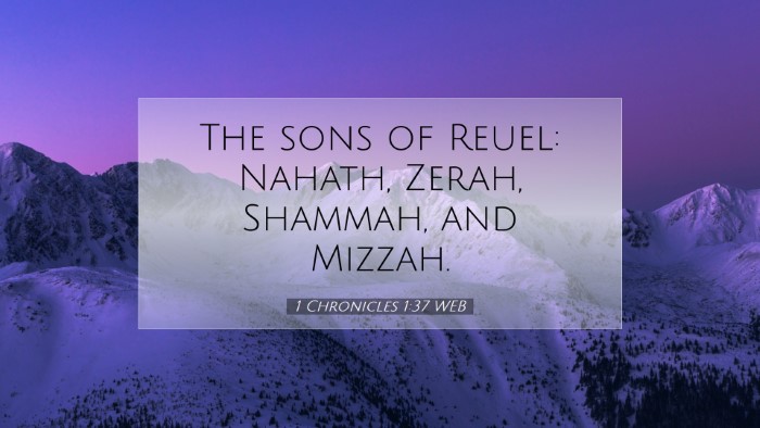 Picture 07 - 1 Chronicles 1:37 WEB Desktop Wallpaper - The sons of Reuel: Nahath, Zerah, Shammah, and - Desktop Bible Verse Wallpaper