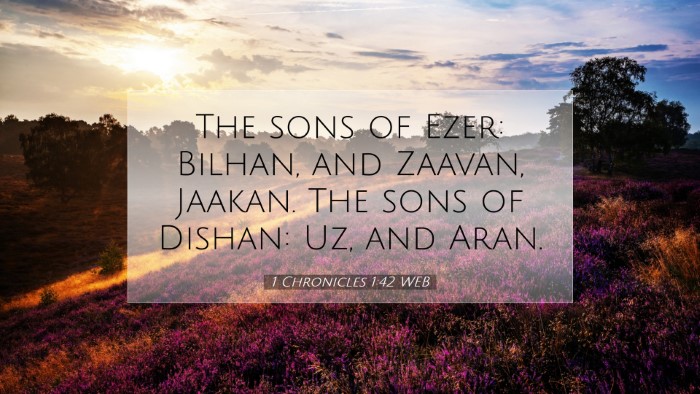 Picture 07 - 1 Chronicles 1:42 WEB Desktop Wallpaper - The sons of Ezer: Bilhan, and Zaavan, Jaakan. The - Desktop Bible Verse Wallpaper