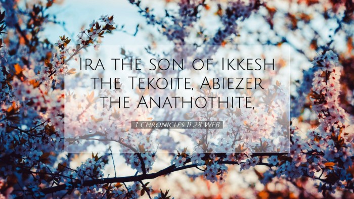 Picture 07 - 1 Chronicles 11:28 WEB Desktop Wallpaper - Ira the son of Ikkesh the Tekoite, Abiezer the - Desktop Bible Verse Wallpaper