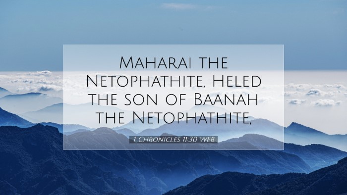 Picture 07 - 1 Chronicles 11:30 WEB Desktop Wallpaper - Maharai the Netophathite, Heled the son of Baanah - Desktop Bible Verse Wallpaper