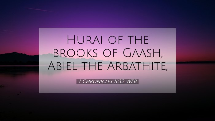 Picture 07 - 1 Chronicles 11:32 WEB Desktop Wallpaper - Hurai of the brooks of Gaash, Abiel the - Desktop Bible Verse Wallpaper