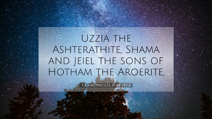 Picture 07 - 1 Chronicles 11:44 WEB Desktop Wallpaper - Uzzia the Ashterathite, Shama and Jeiel the sons - Desktop Bible Verse Wallpaper