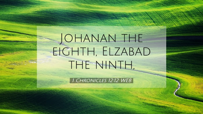 Picture 07 - 1 Chronicles 12:12 WEB Desktop Wallpaper - Johanan the eighth, Elzabad the - Desktop Bible Verse Wallpaper