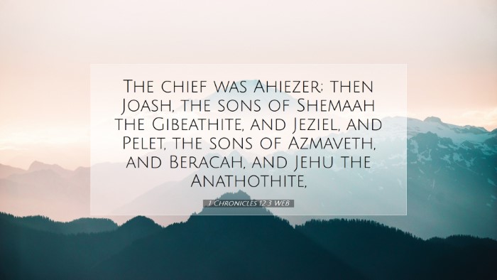 Picture 07 - 1 Chronicles 12:3 WEB Desktop Wallpaper - The chief was Ahiezer; then Joash, the sons of - Desktop Bible Verse Wallpaper