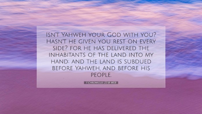 Picture 07 - 1 Chronicles 22:18 WEB Desktop Wallpaper - Isn't Yahweh your God with you? Hasn't he given - Desktop Bible Verse Wallpaper
