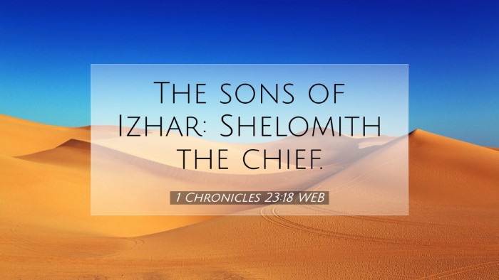 Picture 07 - 1 Chronicles 23:18 WEB Desktop Wallpaper - The sons of Izhar: Shelomith the - Desktop Bible Verse Wallpaper