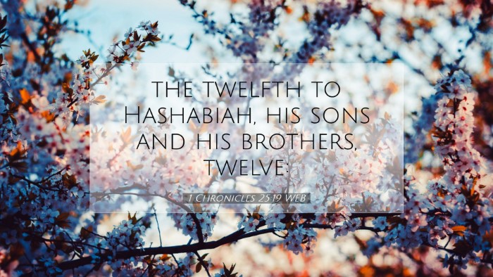 Picture 07 - 1 Chronicles 25:19 WEB Desktop Wallpaper - the twelfth to Hashabiah, his sons and his - Desktop Bible Verse Wallpaper