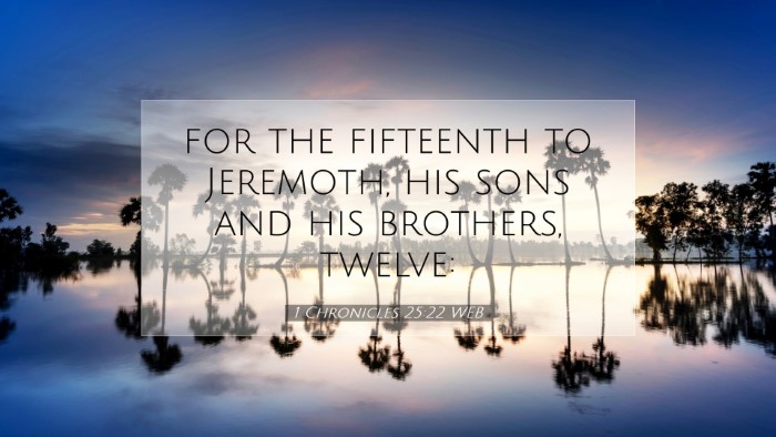 Picture 07 - 1 Chronicles 25:22 WEB Desktop Wallpaper - for the fifteenth to Jeremoth, his sons and his - Desktop Bible Verse Wallpaper