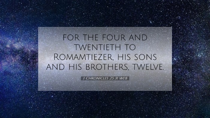 Picture 07 - 1 Chronicles 25:31 WEB Desktop Wallpaper - for the four and twentieth to Romamtiezer, his - Desktop Bible Verse Wallpaper
