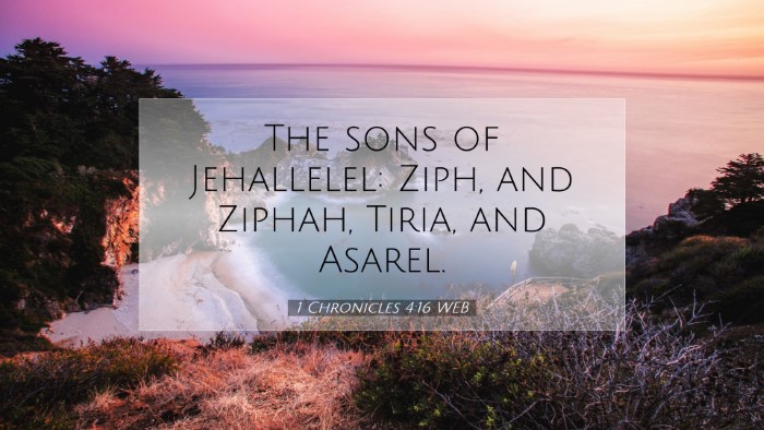Picture 07 - 1 Chronicles 4:16 WEB Desktop Wallpaper - The sons of Jehallelel: Ziph, and Ziphah, Tiria, - Desktop Bible Verse Wallpaper