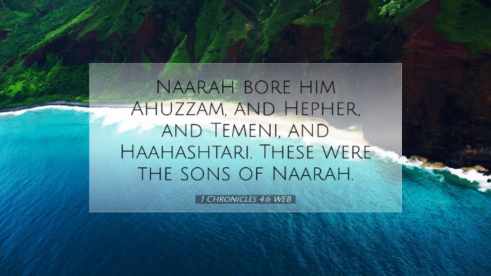 Picture 07 - 1 Chronicles 4:6 WEB Desktop Wallpaper - Naarah bore him Ahuzzam, and Hepher, and Temeni, - Desktop Bible Verse Wallpaper
