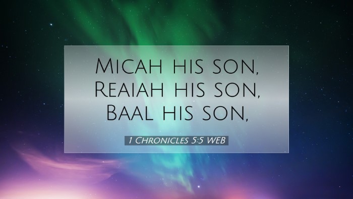 Picture 07 - 1 Chronicles 5:5 WEB Desktop Wallpaper - Micah his son, Reaiah his son, Baal his - Desktop Bible Verse Wallpaper
