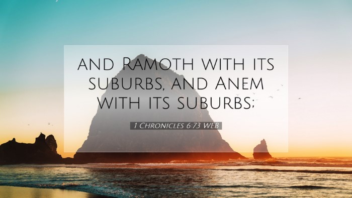 Picture 07 - 1 Chronicles 6:73 WEB Desktop Wallpaper - and Ramoth with its suburbs, and Anem with its - Desktop Bible Verse Wallpaper