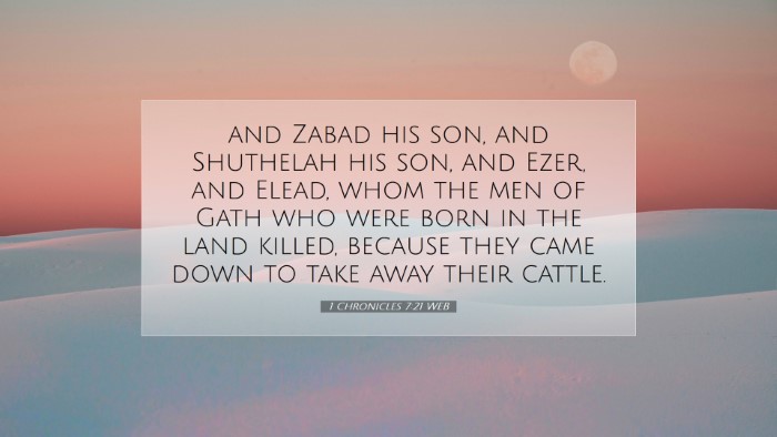 Picture 07 - 1 Chronicles 7:21 WEB Desktop Wallpaper - and Zabad his son, and Shuthelah his son, and - Desktop Bible Verse Wallpaper