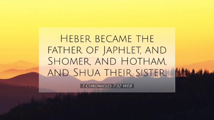 Picture 07 - 1 Chronicles 7:32 WEB Desktop Wallpaper - Heber became the father of Japhlet, and Shomer, - Desktop Bible Verse Wallpaper