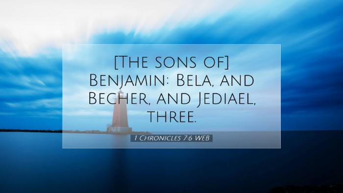 Picture 07 - 1 Chronicles 7:6 WEB Desktop Wallpaper - [The sons of] Benjamin: Bela, and Becher, and - Desktop Bible Verse Wallpaper