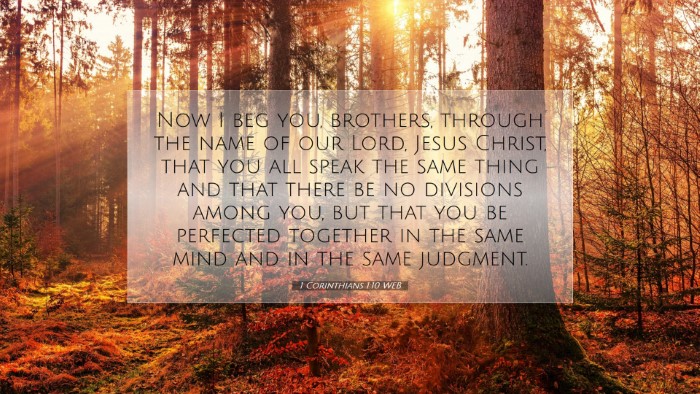 Picture 07 - 1 Corinthians 1:10 WEB Desktop Wallpaper - Now I beg you, brothers, through the name of our - Desktop Bible Verse Wallpaper