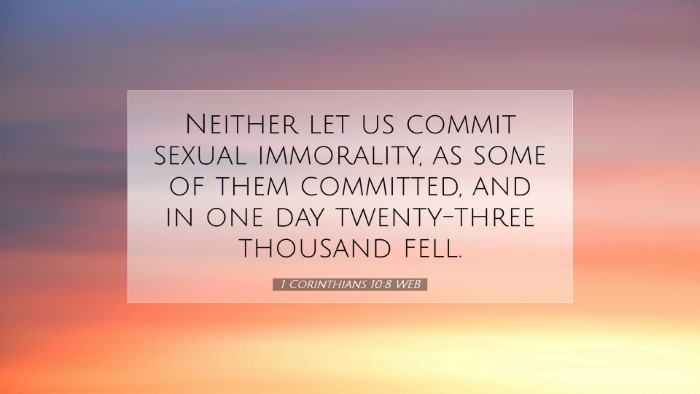 Picture 07 - 1 Corinthians 10:8 WEB Desktop Wallpaper - Neither let us commit sexual immorality, as some - Desktop Bible Verse Wallpaper