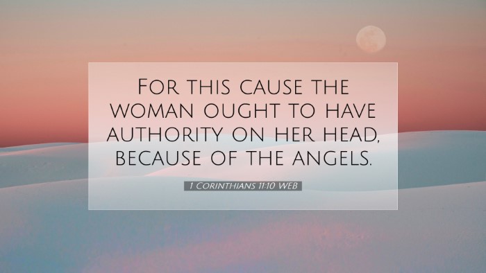 Picture 07 - 1 Corinthians 11:10 WEB Desktop Wallpaper - For this cause the woman ought to have authority - Desktop Bible Verse Wallpaper